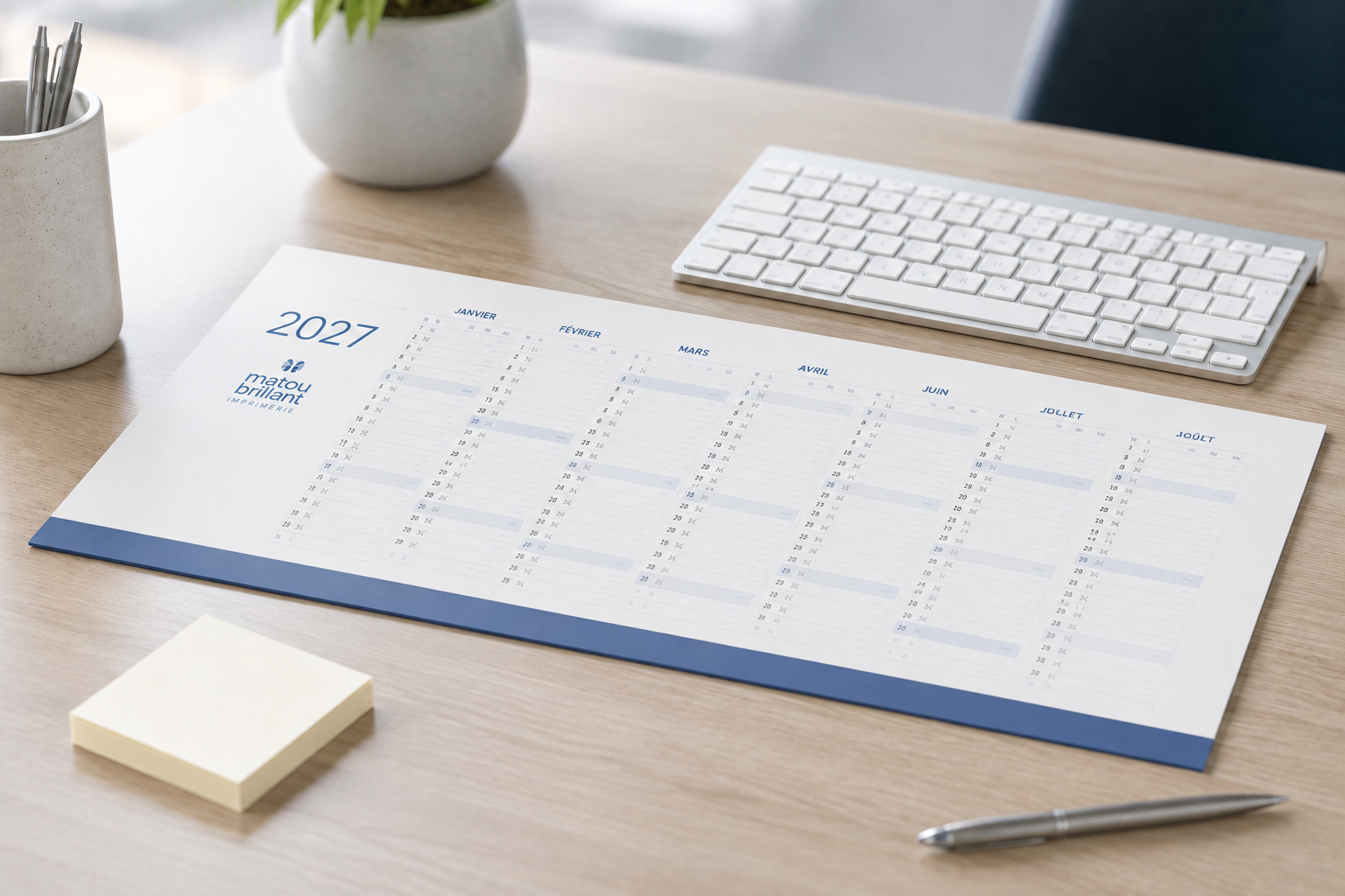 Calendrier contrecollé personnalisé, sous-main ou mural